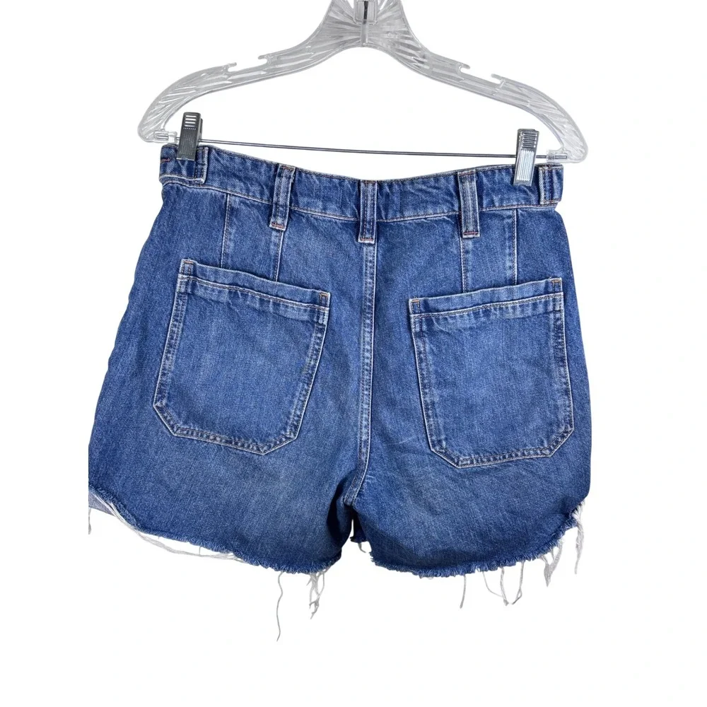 Free People We The Free Denim Shorts 26 Button Front High Rise Raw Hem Y2K